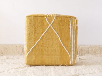 Yellow Moroccan Pouf Cotton