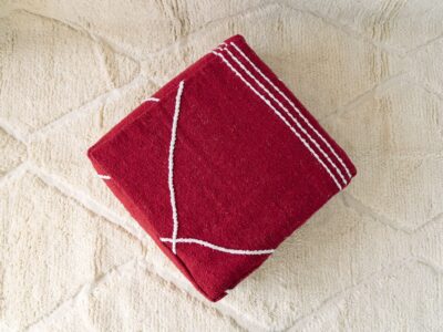 24X24X8'' Moroccan Cotton Pouf Red - Image 5