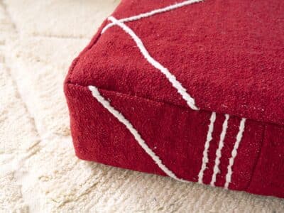 24X24X8'' Moroccan Cotton Pouf Red - Image 3