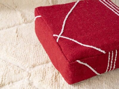 24X24X8'' Moroccan Cotton Pouf Red - Image 2