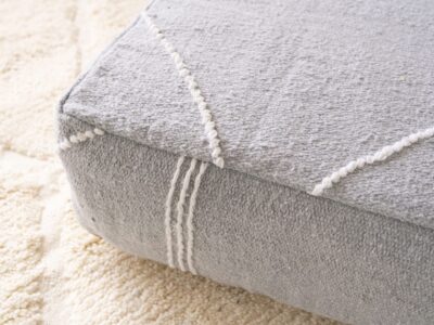 24X24X8'' Moroccan Cotton Pouf Light Grey - Image 4