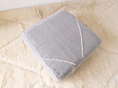 24X24X8'' Moroccan Cotton Pouf Light Grey - Image 2