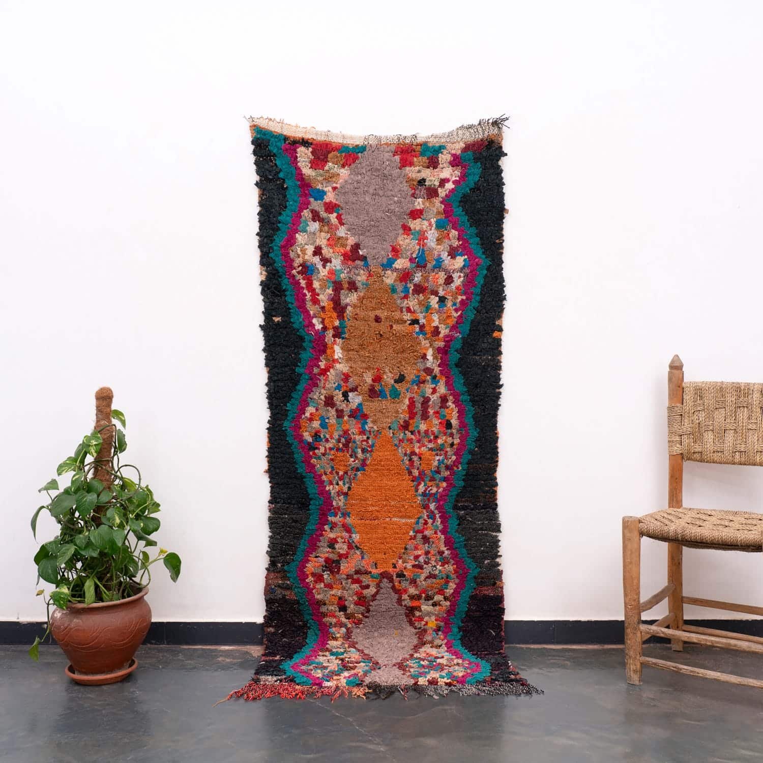 2X6 Black Moroccan Rag Rug - ASALA LIVING
