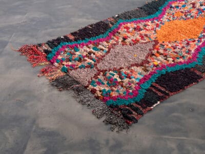 2X6 Black Moroccan Rag Rug - Image 5