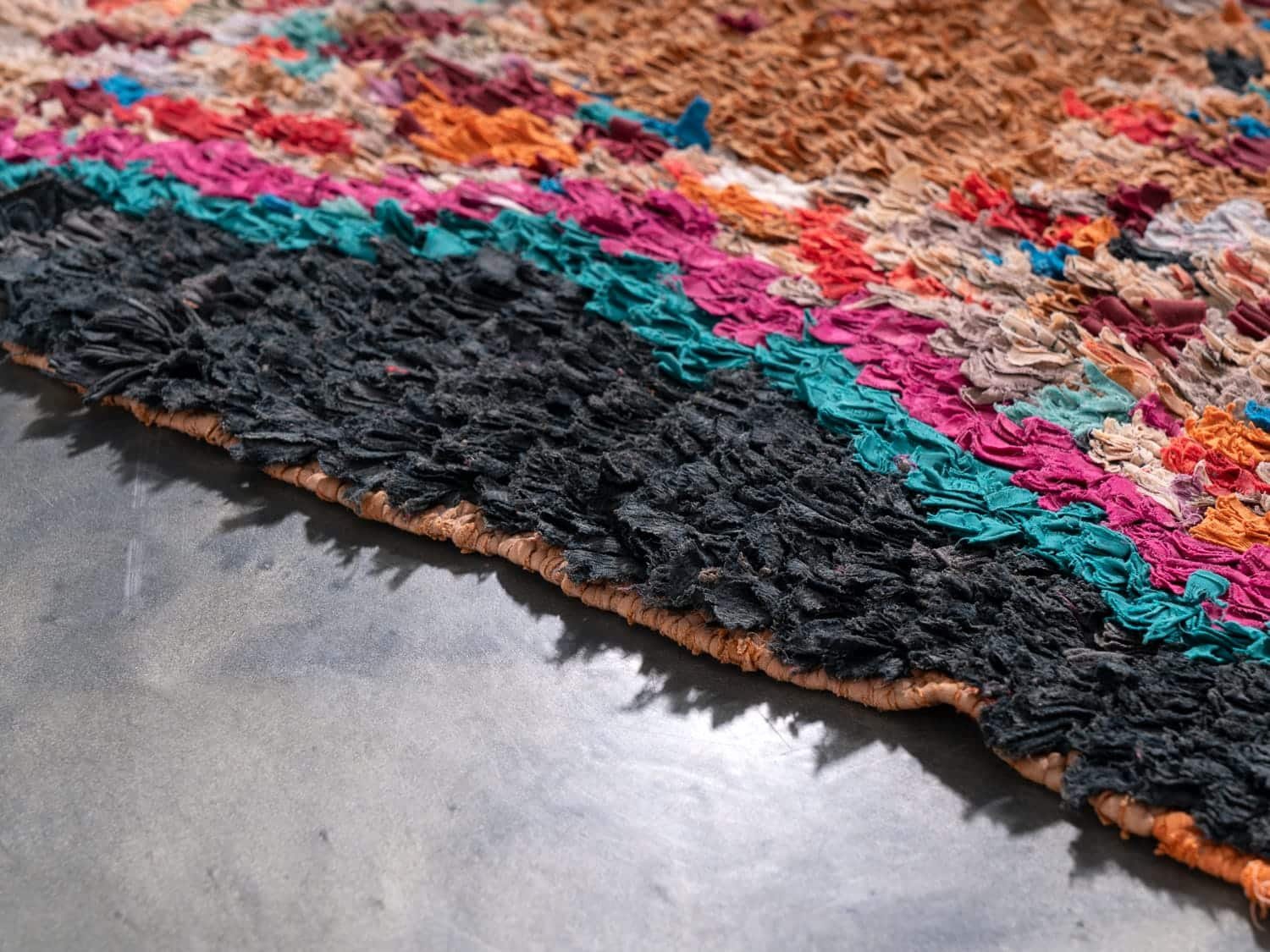 2X6 Black Moroccan Rag Rug - ASALA LIVING