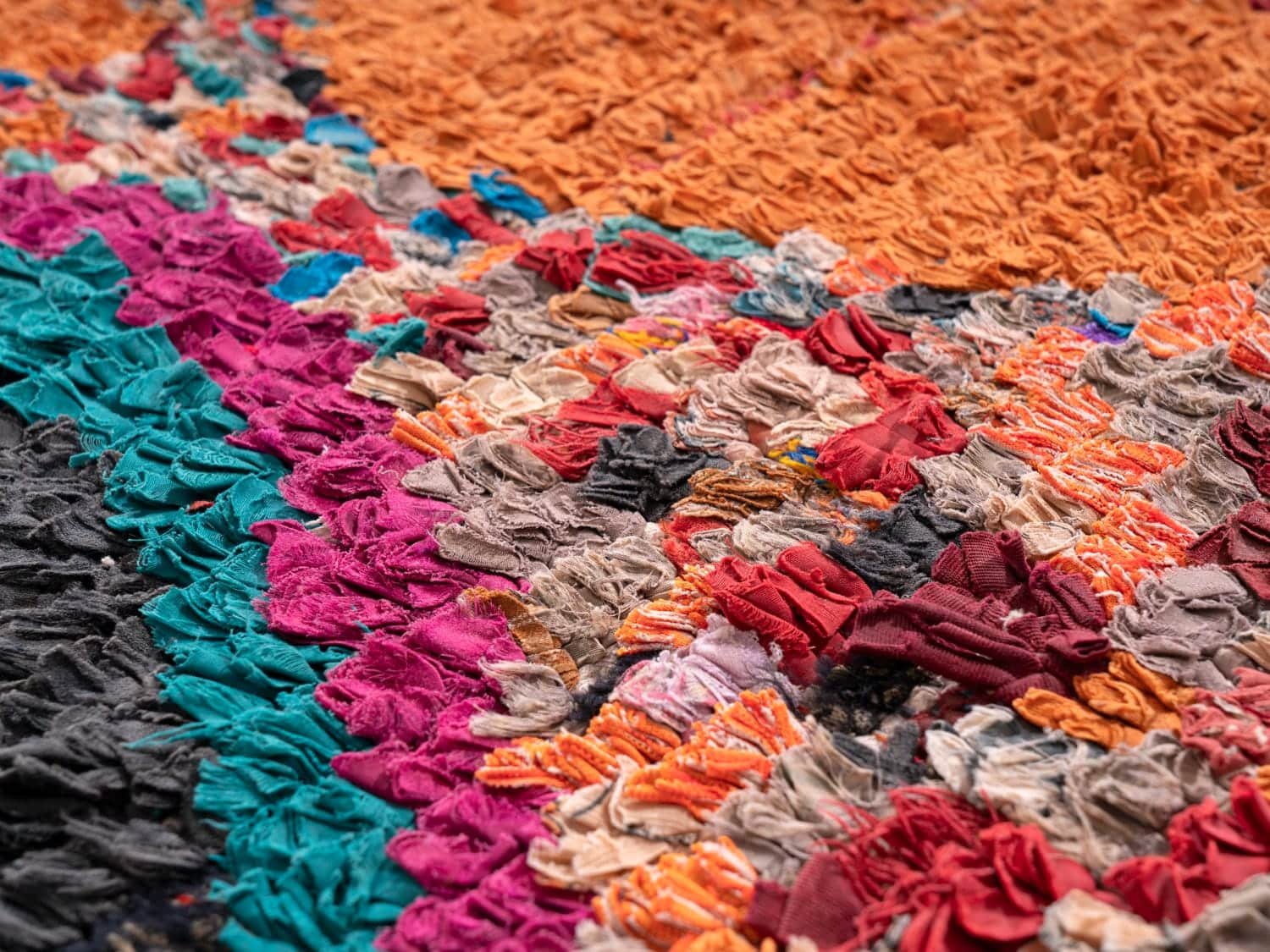 2X6 Black Moroccan Rag Rug - ASALA LIVING