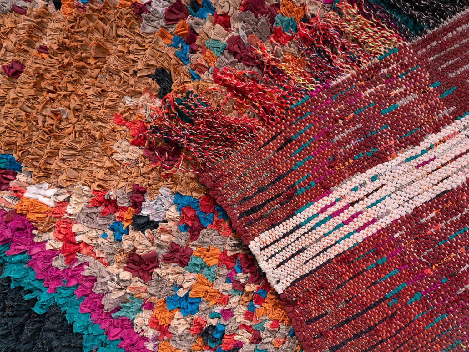 2X6 Black Moroccan Rag Rug - ASALA LIVING