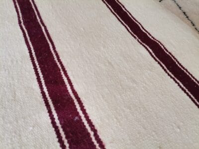 24X24X8'' White Red Stripes Kilim Pouf - Image 5