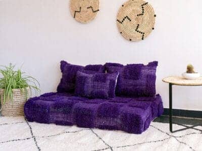 4 ft Moroccan Handmade Beni Purple Floor Sofa - Image 3