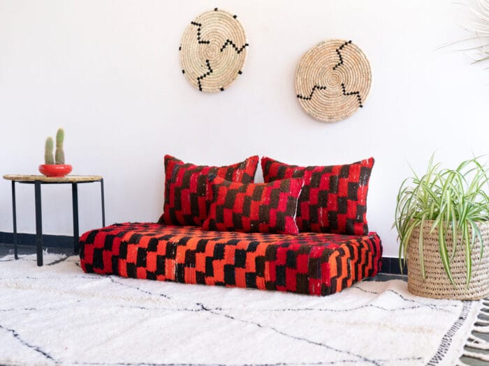 Black Red Floor Couch