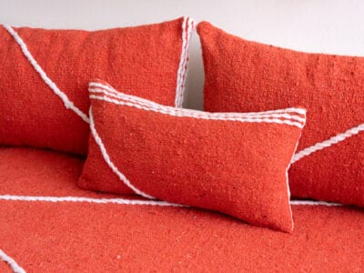 Moroccan Handmade Orange Cotton Floor Sofa - Image 8