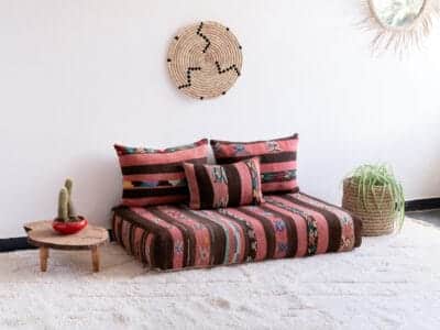 4 Ft Moroccan Handmade Striped floor Couch - Image 2