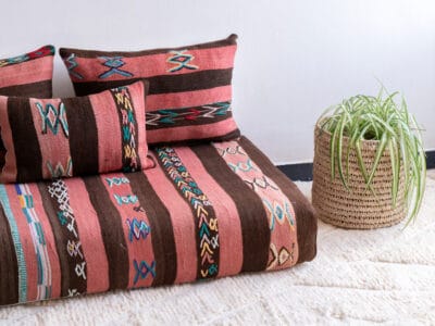 4 Ft Moroccan Handmade Striped floor Couch - Image 5