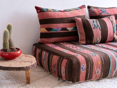 4 Ft Moroccan Handmade Striped floor Couch - Image 8