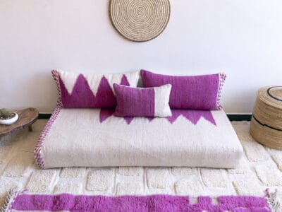 5 ft Moroccan Handmade Pink Floor Sofa - Image 4