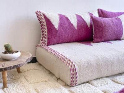 5 ft Moroccan Handmade Pink Floor Sofa - Image 6