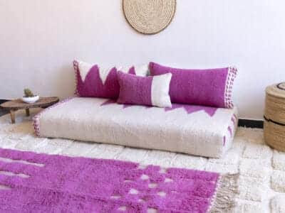 5 ft Moroccan Handmade Pink Floor Sofa - Image 3