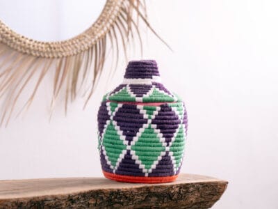 Purple Moroccan Straw Basket