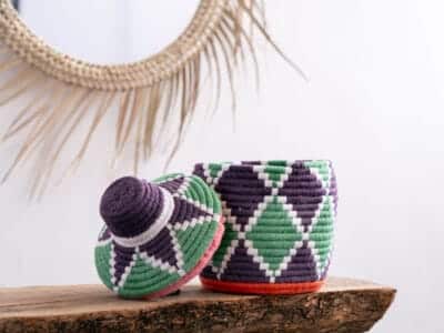 Purple Moroccan Straw Basket - Image 2