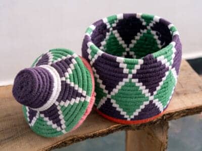 Purple Moroccan Straw Basket - Image 5