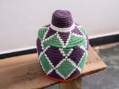 Purple Moroccan Straw Basket - Image 3