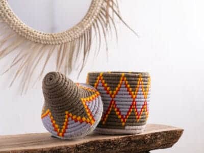 Moroccan Handmade Straw Basket - Image 2