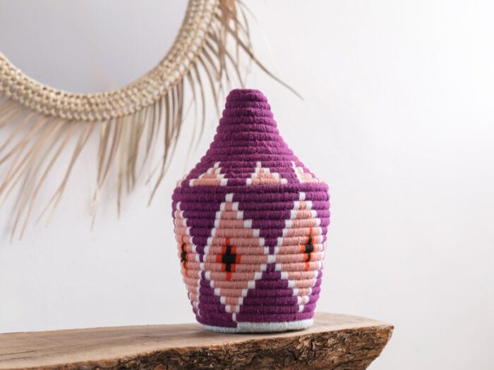 Purple Moroccan Straw Basket