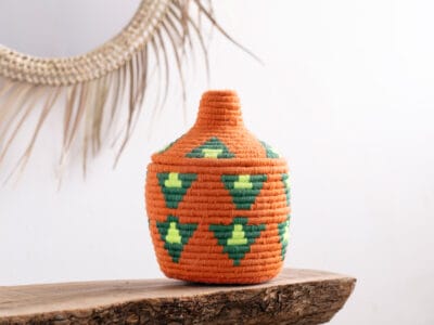 Orange Handmade Straw Basket