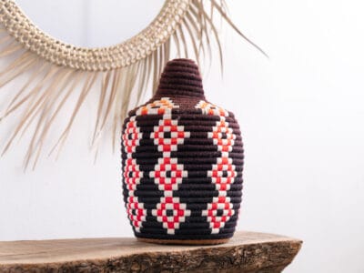 Moroccan Handmade Straw Brown Decoration Basket