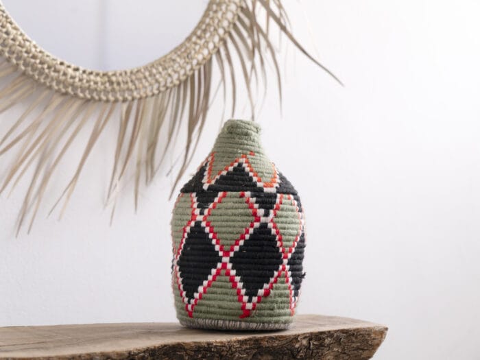 Green Moroccan Straw basket