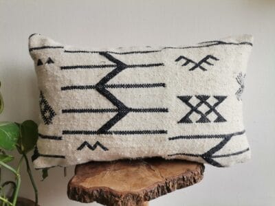 12x20 Berber Black White Kilim Cushion - Image 2