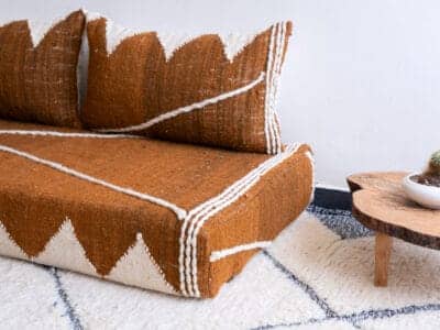 5 ft Moroccan Brown Floor Sofa - Image 9