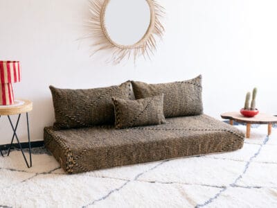 Moroccan Brown Cotton Floor Sofa