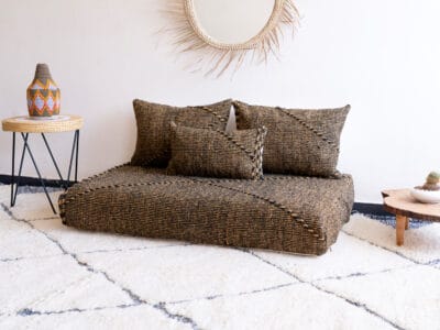 4 ft Moroccan Brown Cotton Floor Couch - Image 3