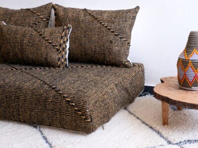 4 ft Moroccan Brown Cotton Floor Couch - Image 4