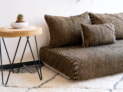 4 ft Moroccan Brown Cotton Floor Couch - Image 5