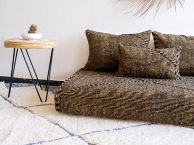 4 ft Moroccan Brown Cotton Floor Couch - Image 6