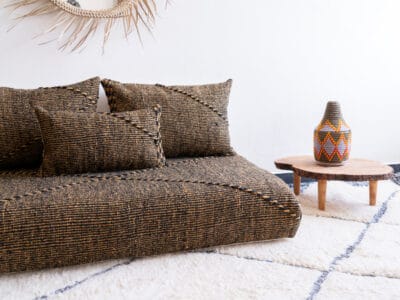 4 ft Moroccan Brown Cotton Floor Couch - Image 7