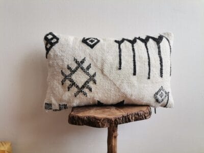 Moroccan White Black Pillow