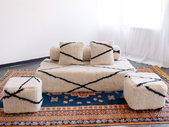 Moroccan White Beni Floor Sofa