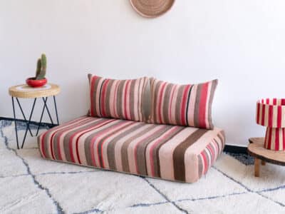 4 ft Moroccan Brown Pink Floor Couch - Image 3