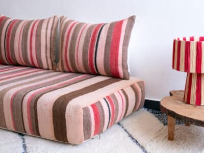 4 ft Moroccan Brown Pink Floor Couch - Image 4