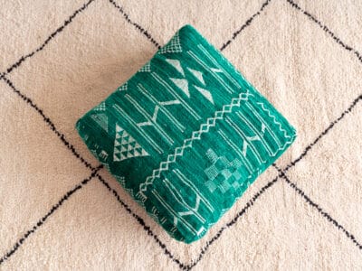 24X24X6'' Green Kilim Pouf - Image 2