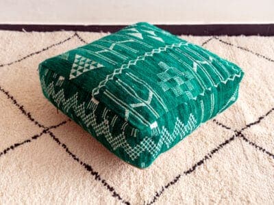 24X24X6'' Green Kilim Pouf - Image 3