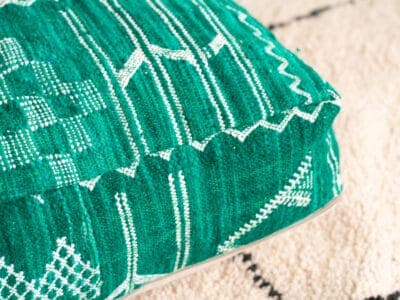 24X24X6'' Green Kilim Pouf - Image 4