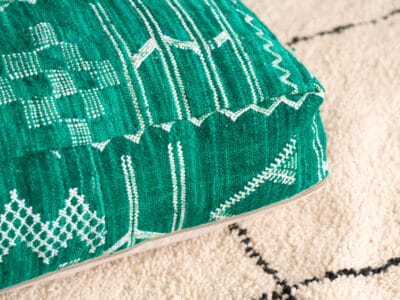 24X24X6'' Green Kilim Pouf - Image 6