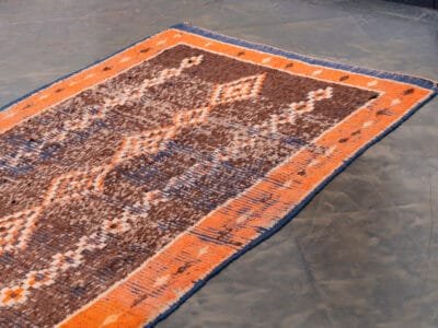 4x9 Moroccan Vintage Rug Orange - Image 3