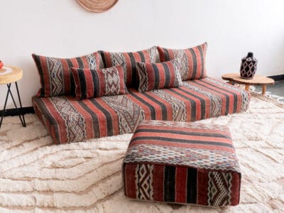 Moroccan Style Floor Couch Set Red Kilim