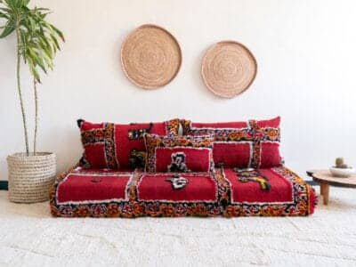 5 ft Morocco Red Sofa Couch - Image 2