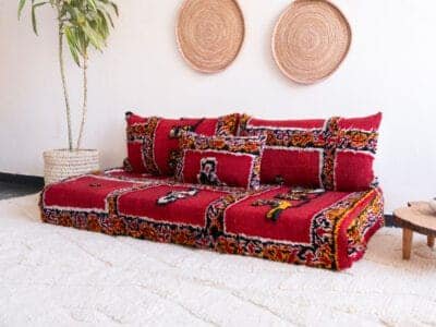 5 ft Morocco Red Sofa Couch - Image 3